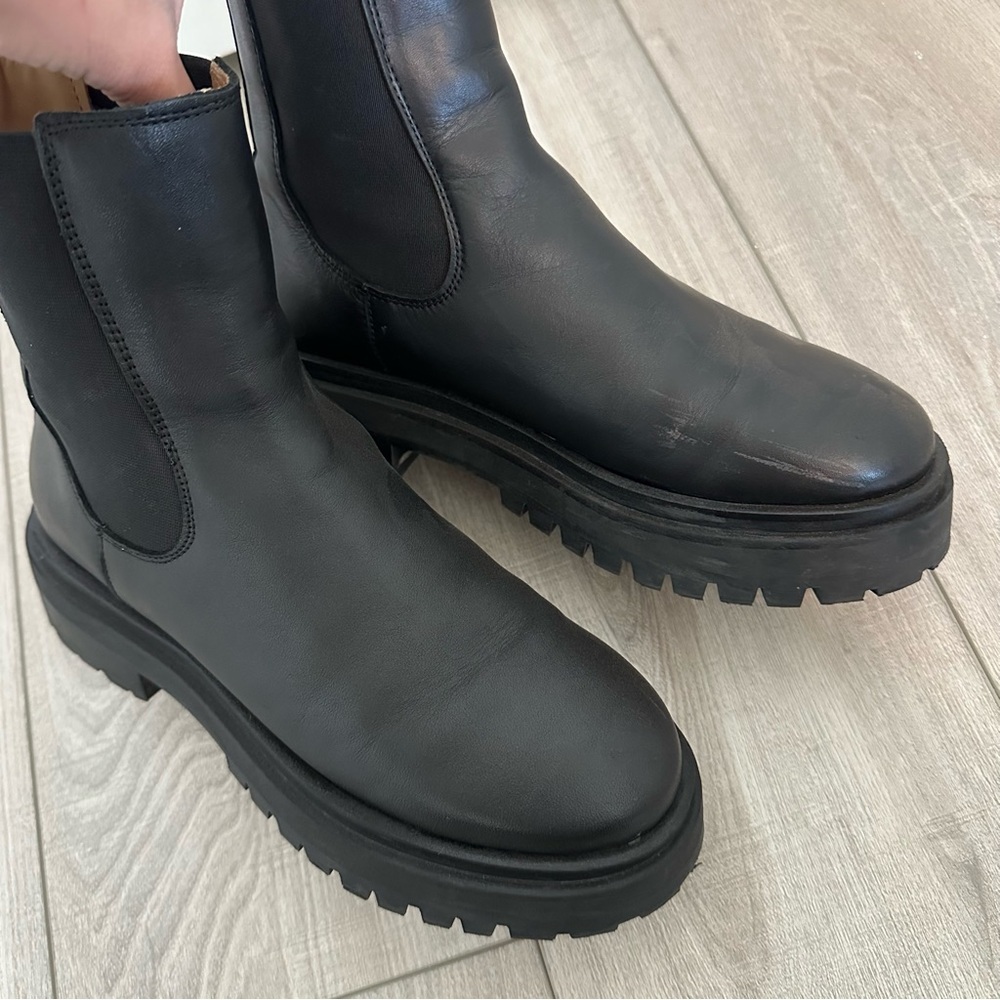& Other Stories Black Chunky Sole Chelsea Leather Boots - Picture 8 of 8